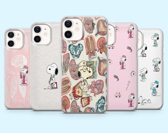Doctor Snoopy Phone Case Nurse Cartoon Cute Cover for iPhone 16 Pro, 15, 14, 13, 12, Samsung S25, S24FE, S23, S22, A16, A55, A25, Pixel 9