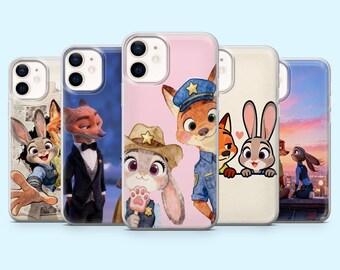 Zootopia Phone Case Nick And Judy Cover for iPhone 16 Pro, 15, 14, 13, 12, Samsung S25, S24FE, S23, S22, A16, A55, A25, Pixel 9