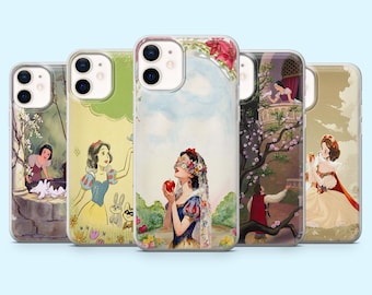 Snow-white Phone Case Animal Princess Cover for iPhone 16 Pro, 15, 14, 13, 12, Samsung S25, S24FE, S23, S22, A16, A55, A25, Pixel 9