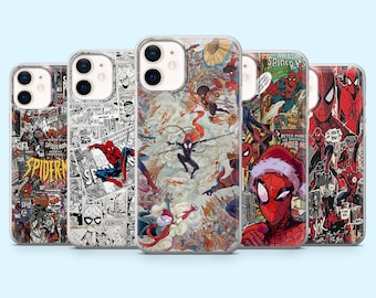 Spider Verse Phone Case Spiderman Marvel Comic Cover for iPhone 16 Pro, 15, 14, 13, 12, Samsung S25, S24FE, S23, S22, A16, A55, A25, Pixel 9
