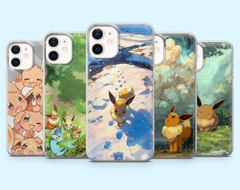 Eevee Phone Case Pokemon Eeveelutions Cover for iPhone 16 Pro, 15, 14, 13, 12, Samsung S25, S24FE, S23, S22, A16, A55, A25, Pixel 9