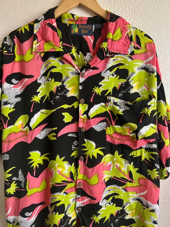 Neon Palm Relaxed Fit Button Down - 90s Vintage - image 3