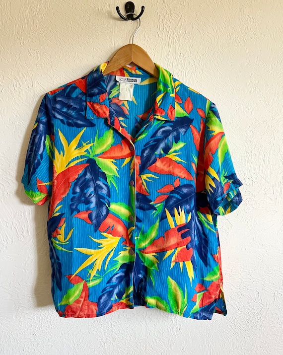 Retro Bird of Paradise Hawaiian Tiki Shirt 90s Vin