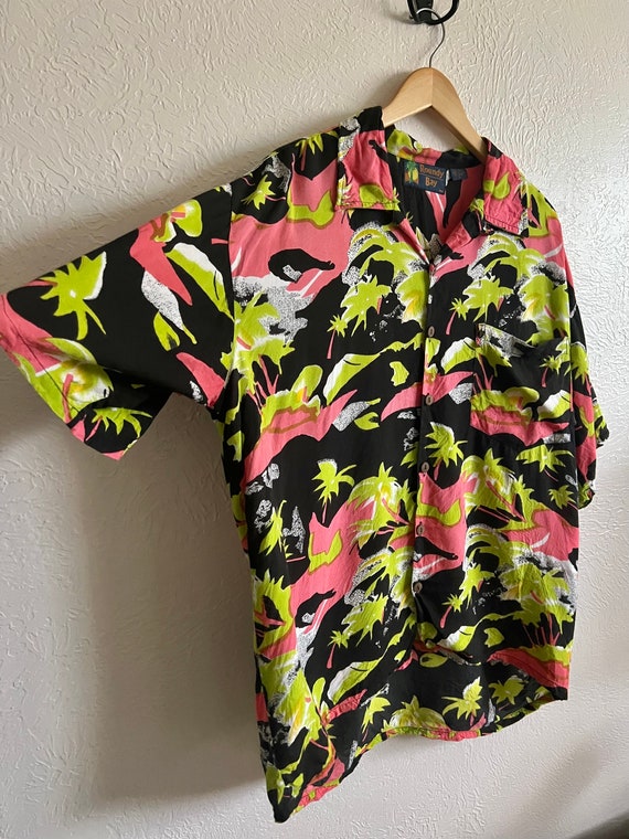 Neon Palm Relaxed Fit Button Down - 90s Vintage - image 2