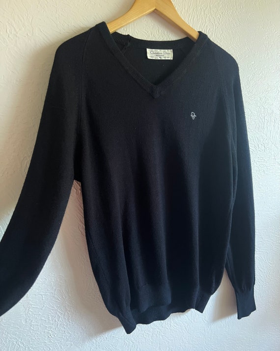 LeawoodMarket Christian Dior V-Neck Sweater - Black - 90s Vintage