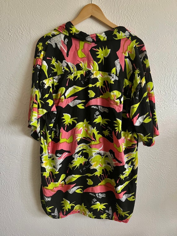 Neon Palm Relaxed Fit Button Down - 90s Vintage - image 7