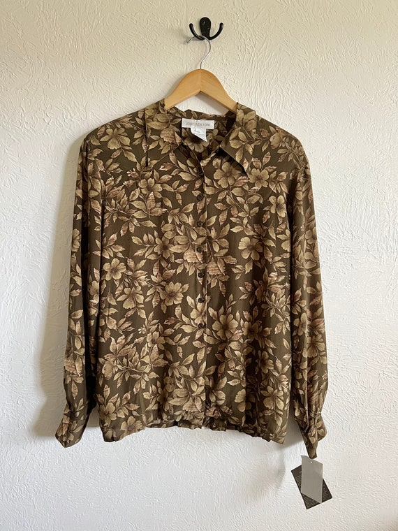 Autumn Leaves Silk Blouse - NWT Vintage