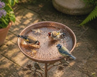Robust Metal Standing Bird Bath – Vintage Garden Decor, Easy Clean Durable Design