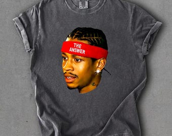 Camiseta Allen Iverson Big Face estilo retro vintage de los 90, colores cómodos, camiseta de leyenda del baloncesto, regalo para fans, camiseta unisex