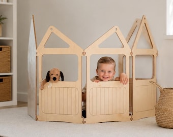 Kids Foldable Playhouse – Wooden Montessori Indoor Play House