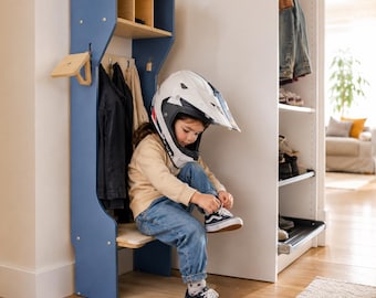 Perchero Montessori con banco – Armario de entrada para niños