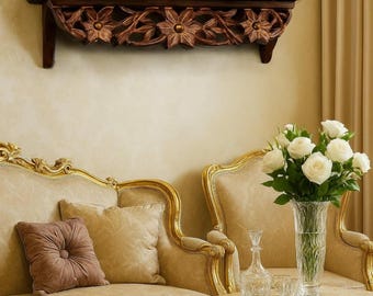 Holz Wandregal Luxus Regal Victoria Regal Design Teakholz Massivholz Wandbehang Wohnkultur Wandregal schönes Wand Design Geschenk