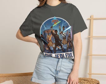 Camiseta de Los Cinco Jedi / Camiseta gráfica de Nueva York con sables de luz de cazas estelares