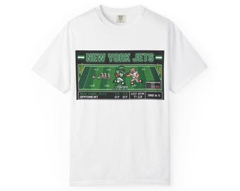 New York Jets Retro Pixel Football Game T-Shirt | Vintage Video Game Tee