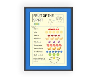 Fruit of the Spirit poster with wooden frame | Christian scripture wall art