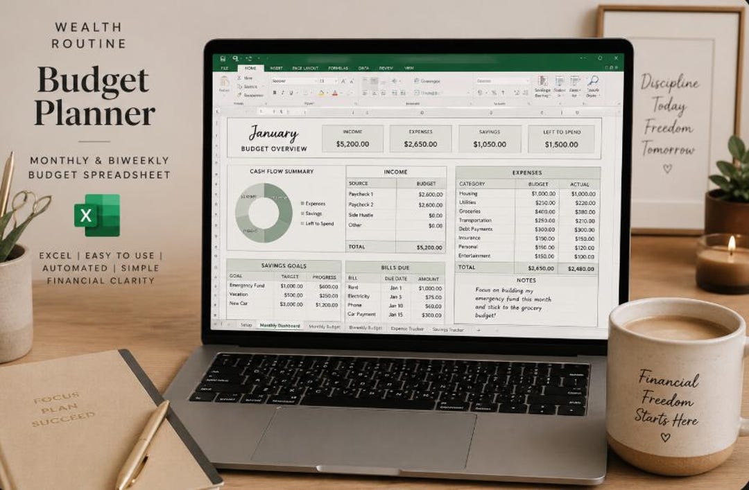 Routine Budget Wealth Routine | Beginner Budget Planner | Monthly & Biweekly Budget ...