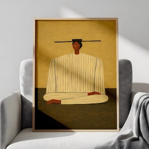 Abstract Woman Portrait Print, Minimalist Scandinavian Boho Art (Digital Download)