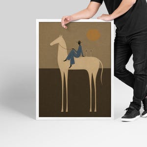 Abstract Horse Wall Art, Surreal Minimalist Print, Modern Boho Decor (Digital Download)