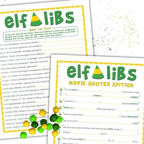 Elf Libs Movie Quotes Madlib Christmas Game for Kids &amp; | Etsy