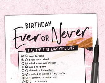 Gioco di compleanno per donne adulte "Non ho mai..." - Quanto conosci la festeggiata? - Rosa e oro