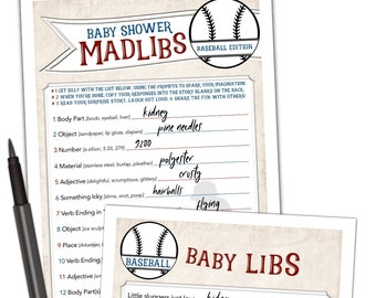 Baseball Baby Shower Game Madlib & Sign