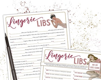 Lingerie Libs Bachelorette Party Game - Honeymoon Madlib, Bridal Shower Game