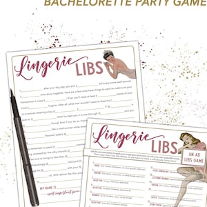 Lingerie Libs Bachelorette Party Game - Honeymoon Madlib, Bridal Shower Game