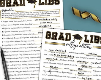 College Graduation Party Game - Grad Libs - University Graduation