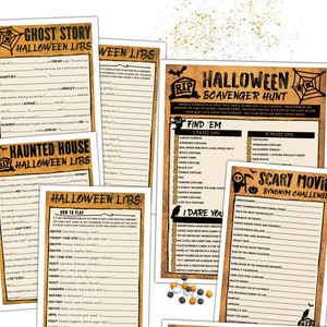 Halloween Games For Adults & Teens - Two Mad Libs, Scavenger Hunt, Movie Challenge