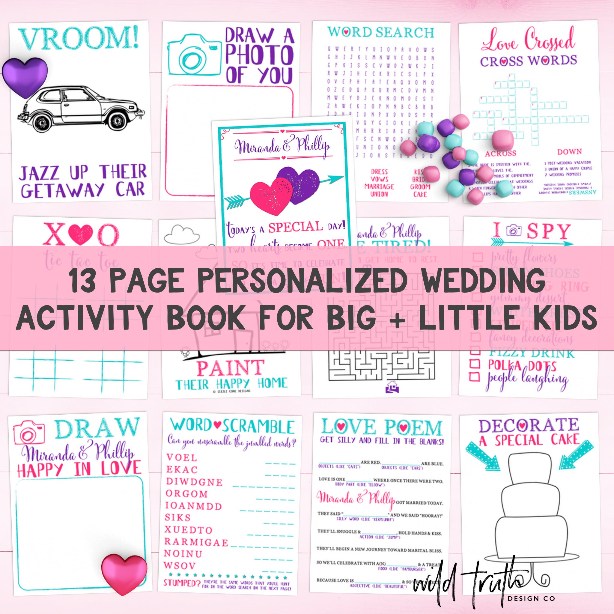 Custom Kids Wedding Activity Book Printable All Ages