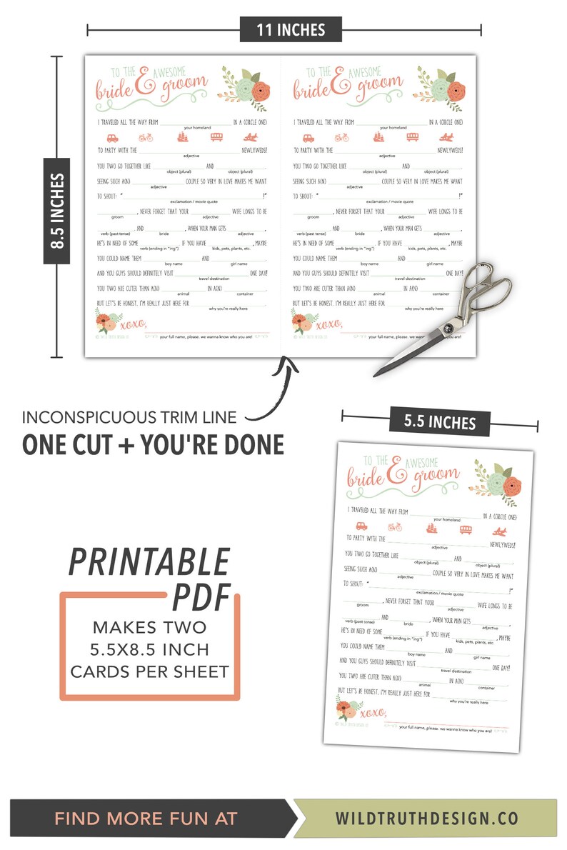 Guest Book Wedding Mad Libs Rehearsal Dinner Game Etsy