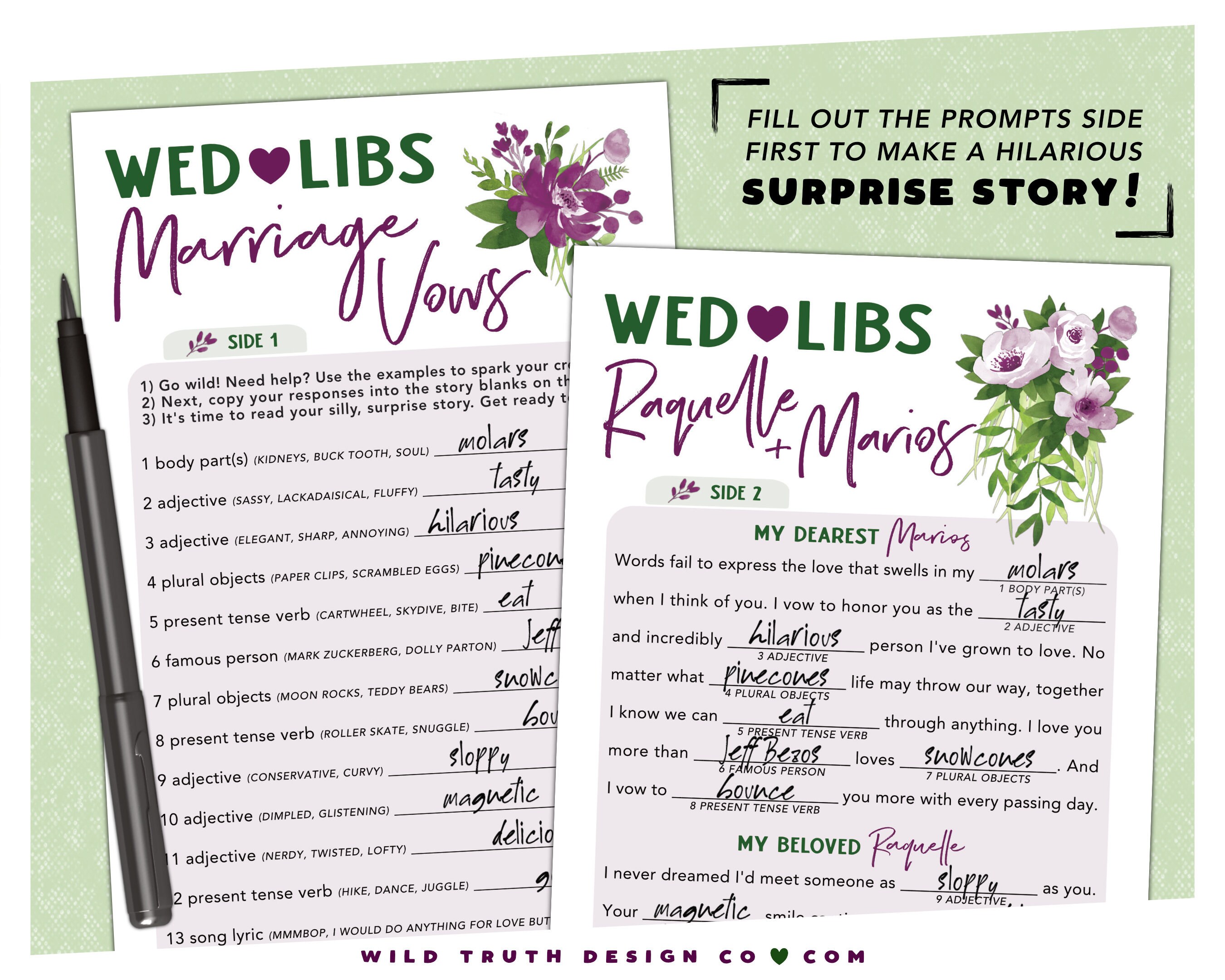 PERSONALIZED Funny Wedding Mad Lib Guest Book Marriage Vows - Etsy PERSONALIZED Funny Wedding Mad Lib Guest Book Marriage Vows - Etsy