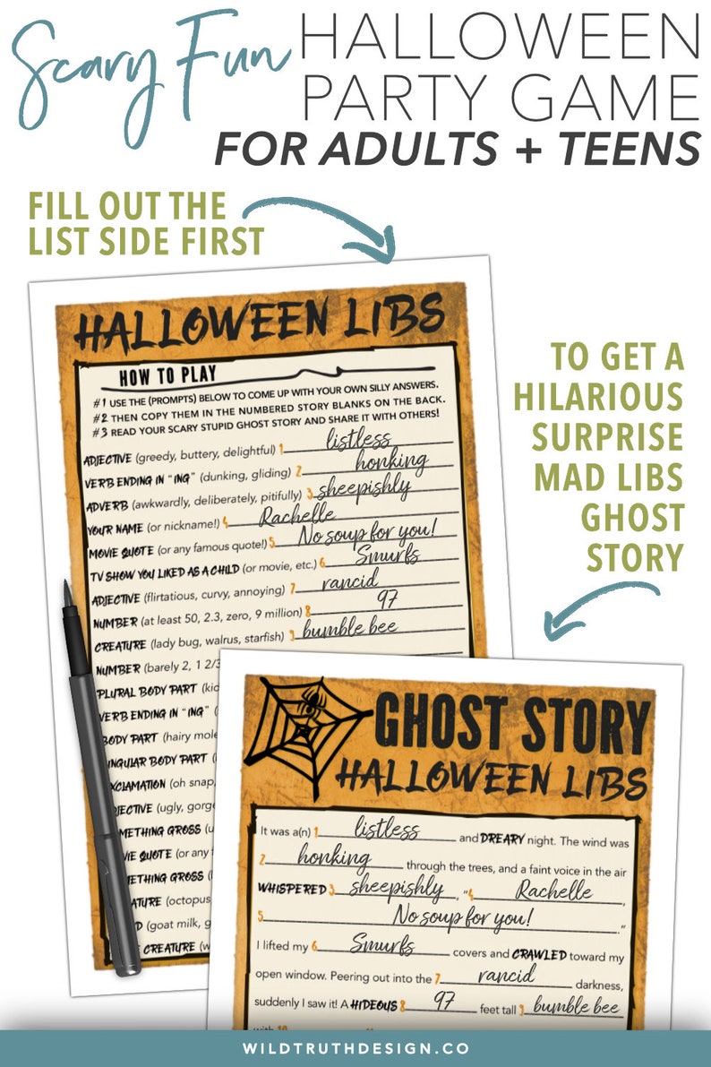 Halloween Games For Adults & Teens Two Mad Libs, Scavenger Hunt, Movie Challenge image 3