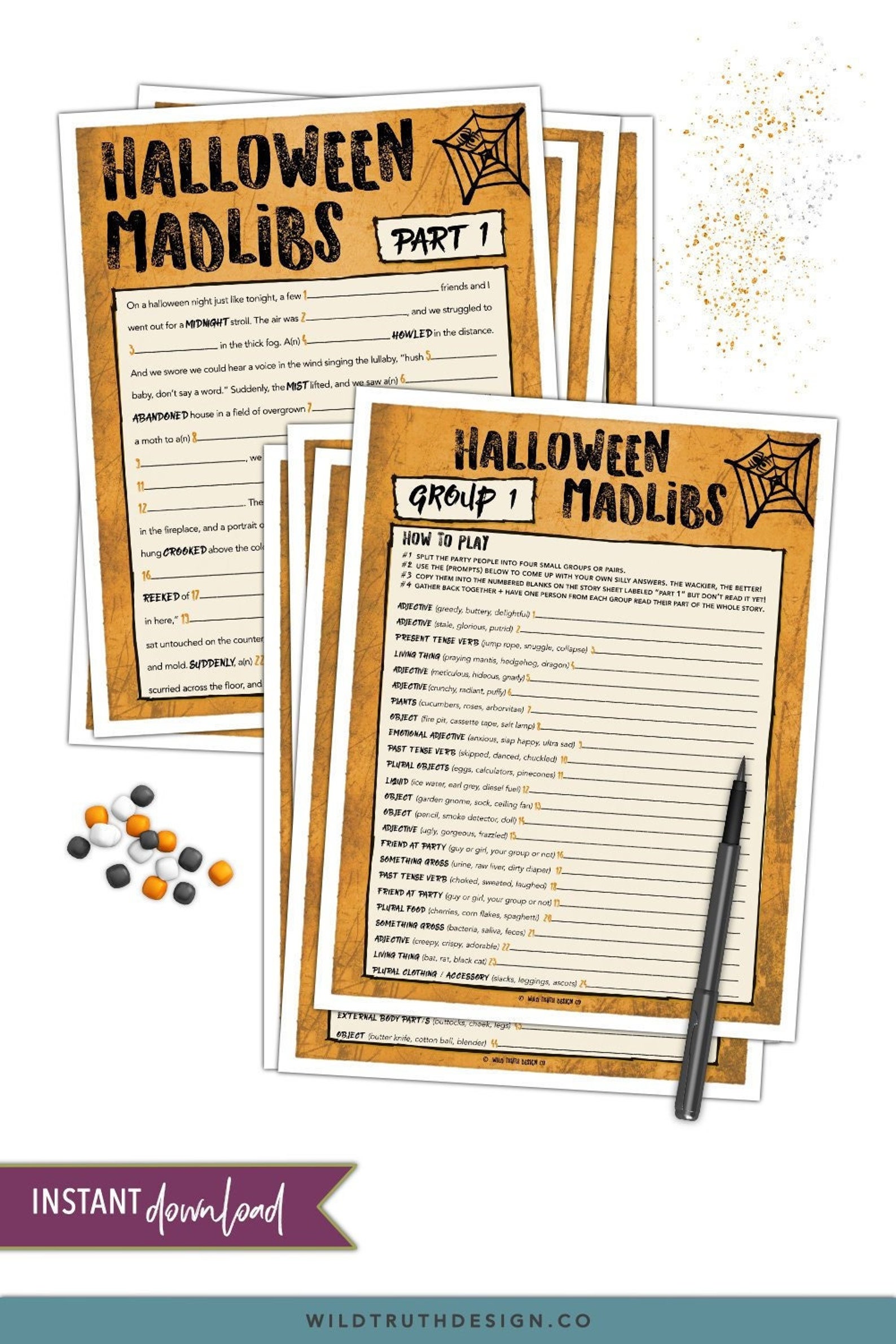4 Part Halloween Mad Libs Party Game for Adults / Teens Long - Etsy