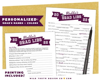 PERSONALIZED Grad Libs - High School Graduation Party Game or Guest Book