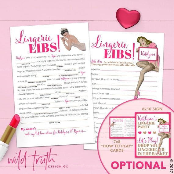 Bachelorette Mad Libs - Lingerie Party Game - Naughty Bachelorette Game Pri...