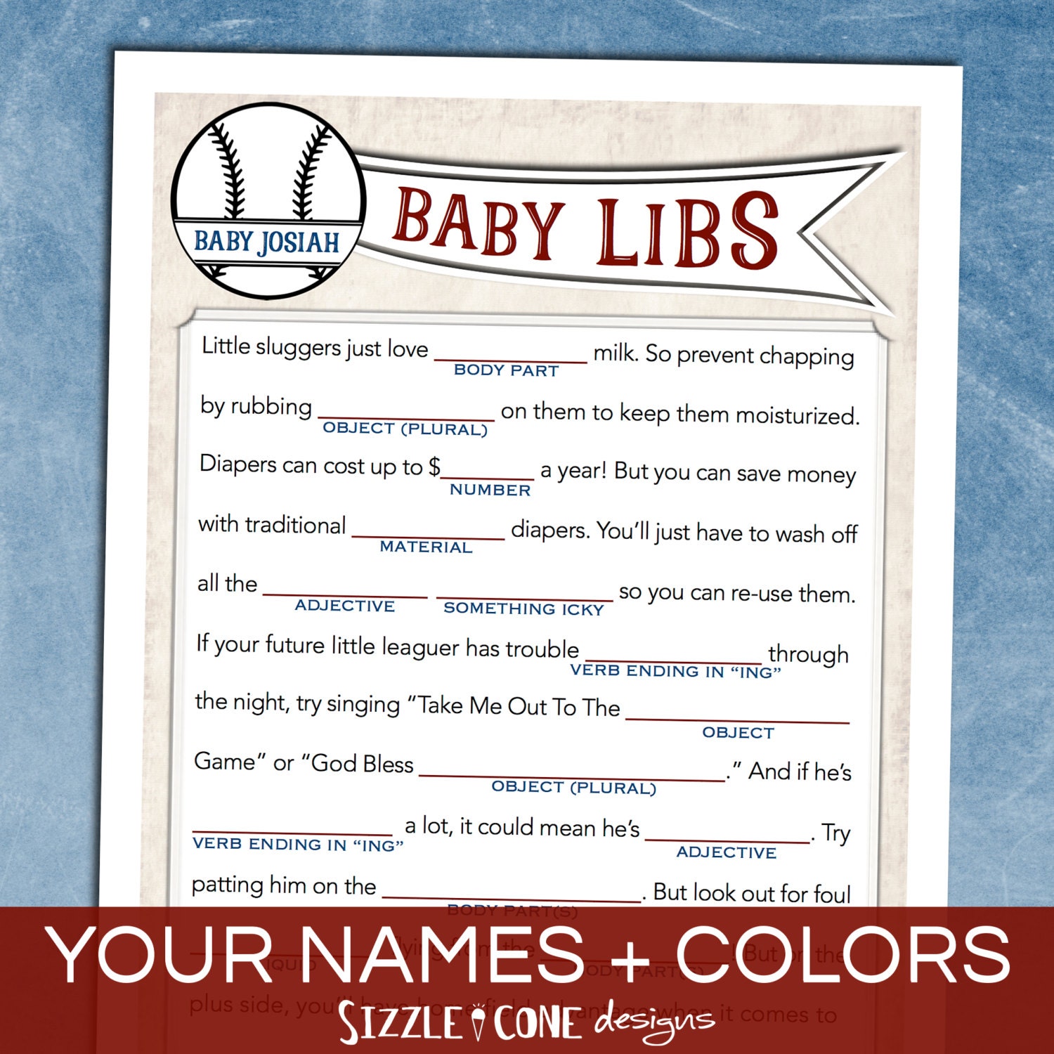 Personalized Baseball Baby Shower Mad Lib Game Printable or | Etsy