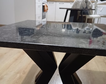 Steel Grey natural stone coffee table with Spider metal legs. Dimensions: 60x60x45 cm. Handmade.