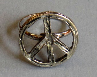 Vintage Original 1960s-1970s Peace Sign Adjustable Ring