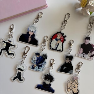 Jujutsu Kaisen Acrylic Keychain Collection, Double-Sided UV Printed Anime Charm, Gojo Sukuna Megumi