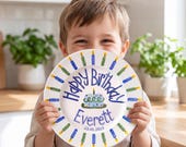 Personalized Ceramic Birthday Plate, Custom Birthday Keepsake for Child, Baby First Birthday Gift, Unique Name and Date Plate | B016