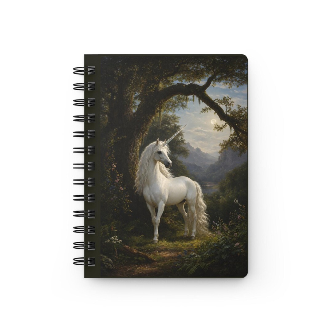 Unicorn Journal · Moonlit Woodland Notebook · Spiral Bound Journal - Etsy