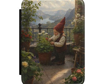 Étui pour Kindle pour balcon et jardin Gnome • Protection confortable pour la lecture urbaine (cuir PU)