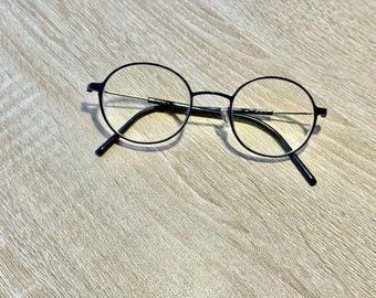 OXIBIS France Dark Blue Round Eyeglasses Frames Only