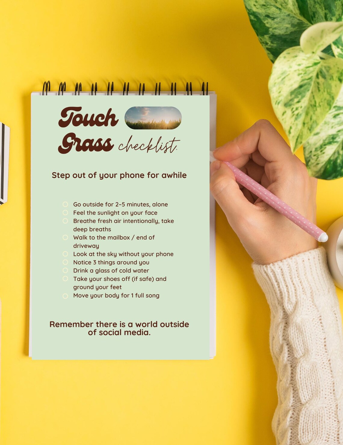 Touch Grass Checklist | ADHD Grounding Exercise, Digital Detox Tool ...