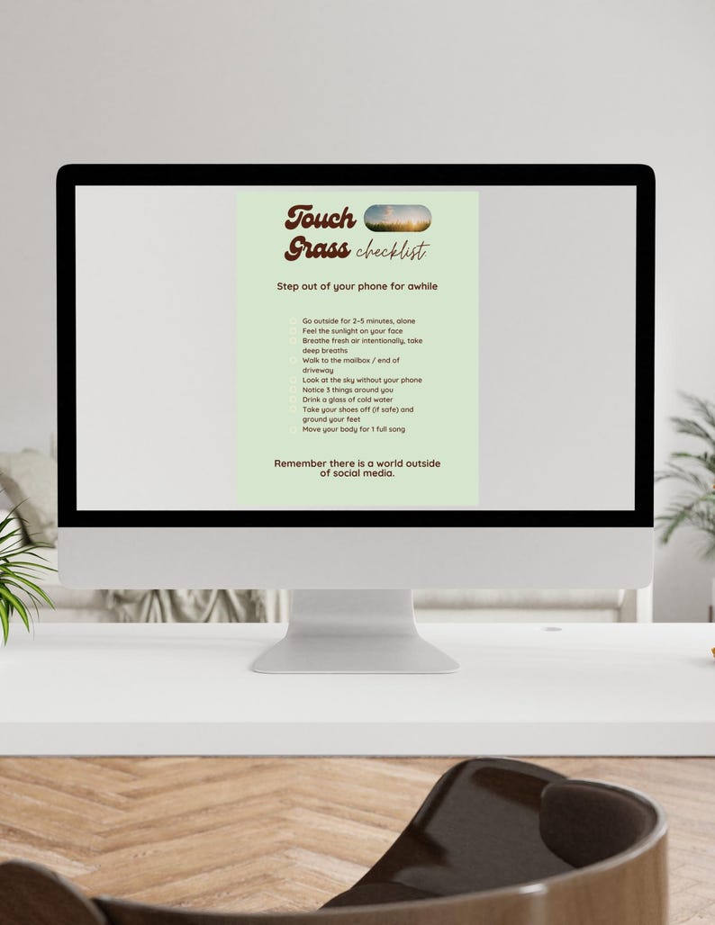 Touch Grass Checklist | ADHD Grounding Exercise, Digital Detox Tool ...