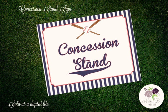 PRINTABLE Baseball Themed Indications - Concession Stand Indication photo about Concession Stand Signs Printable called PRINTABLE Baseball Themed Signs or symptoms - Concession Stand Indication