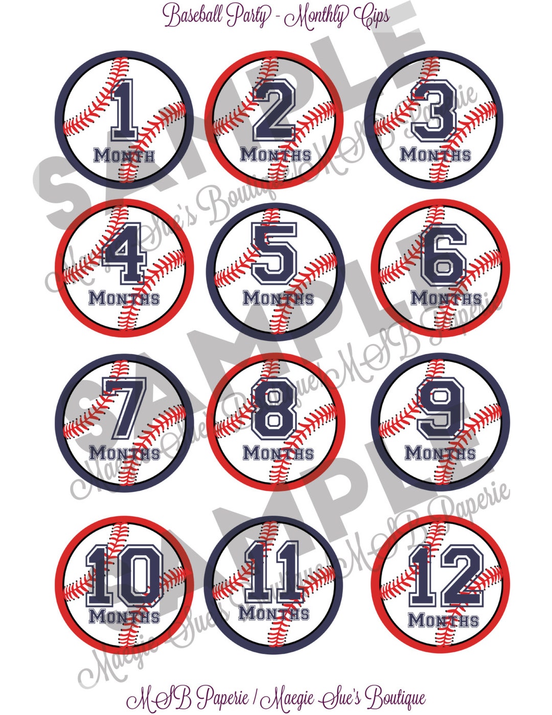 PRINTABLE DIY Rookie Year Baseball Party - DIY Monthly Photo Clips - Etsy