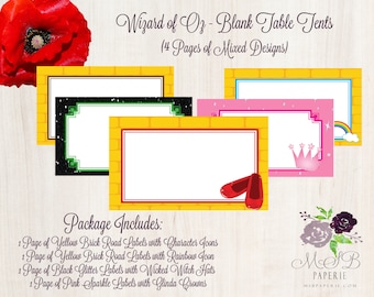 PRINTABLE Blank Wizard of Oz Themed Table Tents