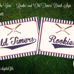 PRINTABLE 8 x 10 Baseball Themed Drink Signs - &quot;Rookie & Old Timers&quot;